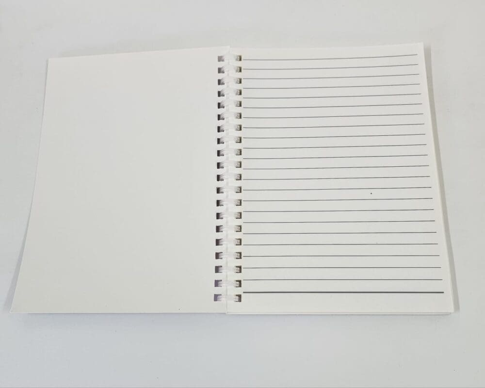 A5 Ring notebook inside (1) Sublimation Blanks : A5 & A6 Ring Bound Glossy Cardboard Notebook For Sublimation (TTX)