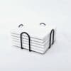 Ceramic Coasdter Set Sublimation Blanks : Round & Square Ceramic Coasters With Metal Holder (TTX)