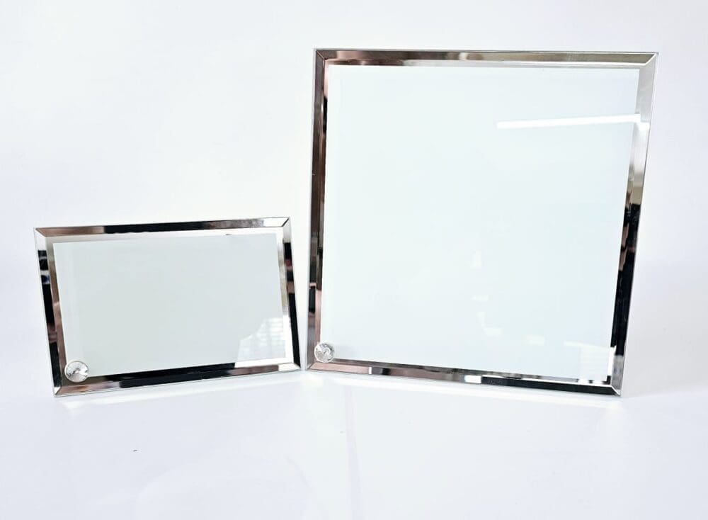Glass Photo Display Group Sublimation Blanks : Sublimation Glass Photo Display With Silver Rim