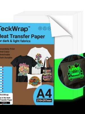 Glow 15 PCS Teckwrap : Glow in the Dark Heat Transfer Paper for Inkjet
