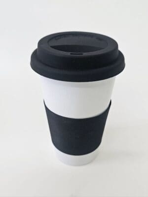 Sublimation Blanks : 15oz Ceramic Latte Mug (With Silicone Black Lid) (TTX)