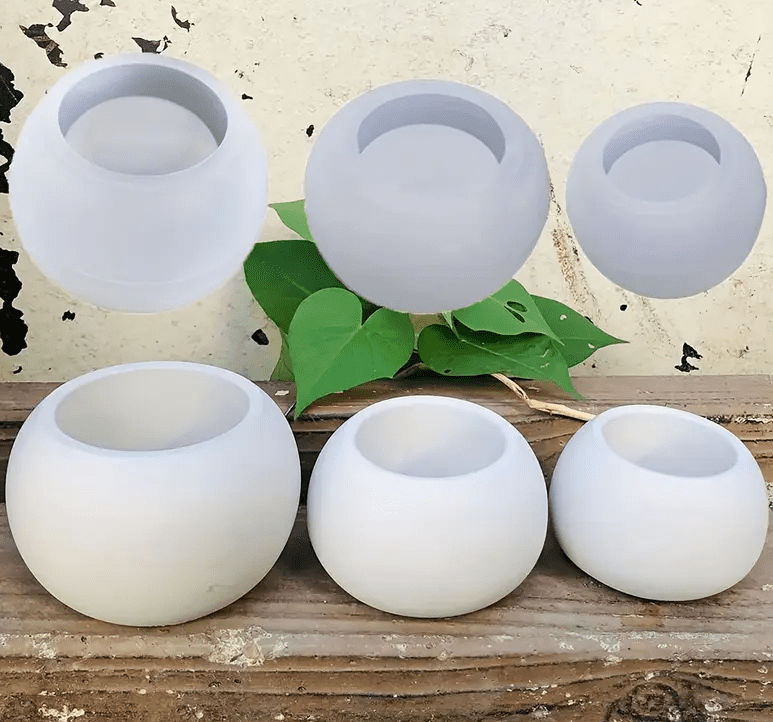 3PieceFlowerPot Resin & Epoxy : 3 Piece Floral/Pot Plant Silicone Mould (3 Sizes) [Code TU184_A)