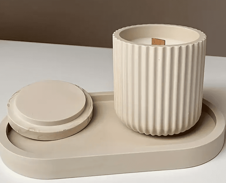 4pcs Silicone Mould Set 4 Resin & Epoxy : 4 Piece Tray, Candle Jar & Container [Code TU184_D)