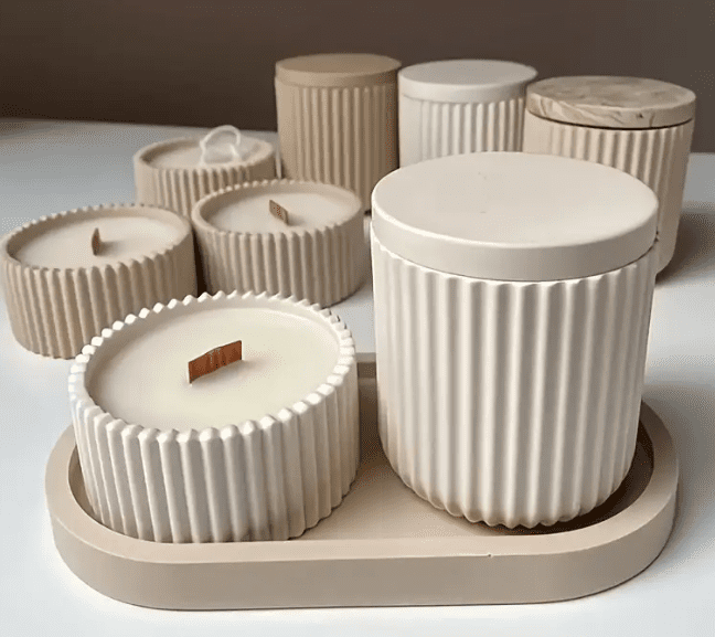 4pcs Silicone Mould Set 5 Resin & Epoxy : 4 Piece Tray, Candle Jar & Container [Code TU184_D)