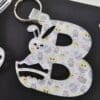 Easter Alpha B Laser Sublimation Blanks : 3 or 4mm Easter Alpha Subli-Acrylic Keychain (A to Z) with split keyring & clip