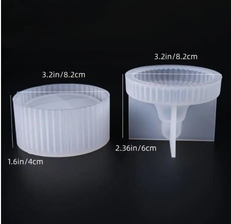 SiliconeRoundeStripedStorageBoxWithLidMoulds Silicone Moulds : Carnival Stripped Trinket Bowl with lid (STBx98)