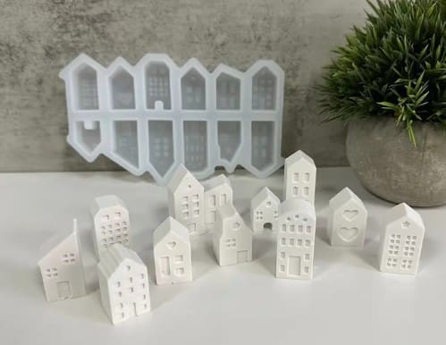12PcsEuropeanStyleSmallHouseMould.4 Silicone Mould : 12 Piece Europeans Style Small House Mould (12pcEURO)