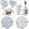 Resin & Epoxy : 4 Piece Square Large Container Set; Vase and Irregular Tray Silicone Mould (Code TUM_AB) + Casting Support Jig for the Vase mould