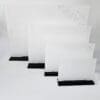 Lip Stand All L 3D UV Print : Direct to 3mm CLEAR Acrylic Boards with lip & 6mm Black Melamine or 5mm Clear Acrylic Stand (A6, A5, A4 & A3, Portrait or Landscape)