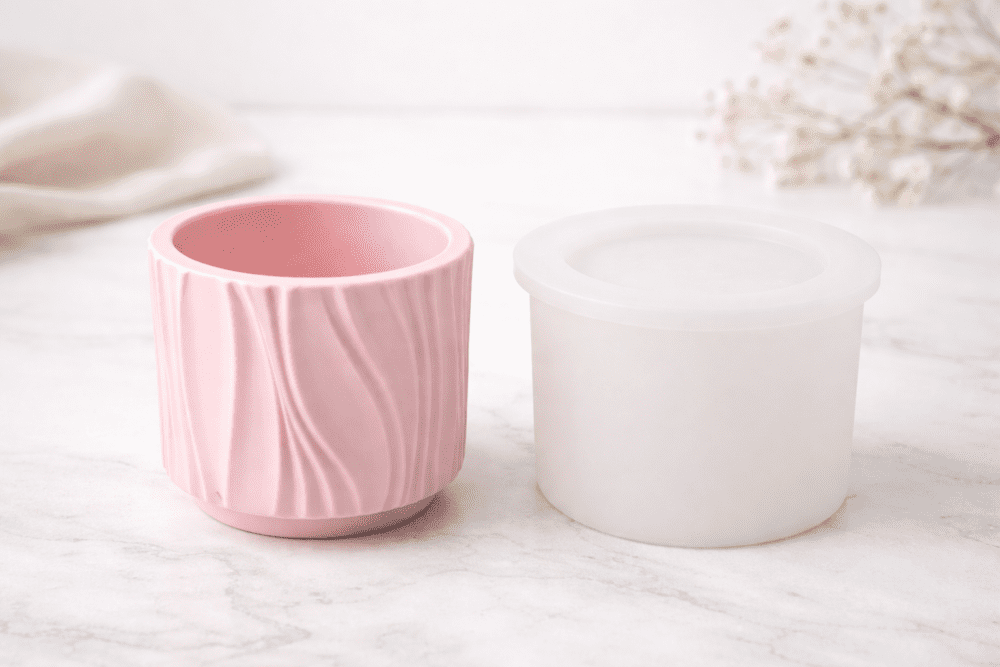 Silicone Moulds : Round Rippled Candle Vase Silicone Mould (TUM-AM)