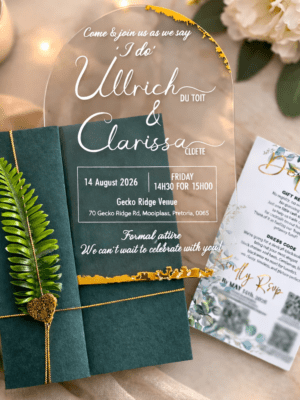 Wedding Invites 3D UV Prints : Invitations, Direct to Acrylic CLEAR A6 or A5
