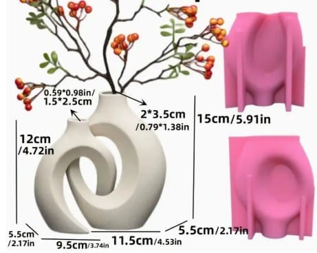 2 Pc Large Irregular Geometric Vase Silicone Mould 4 Silicone Mould: 2 pc Nordic Vase Silicone Mould (2PC-NVSM)