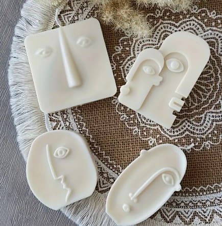 Silicone Mould : 4 Piece  Abstract Faces Silicone Moulds (FSM)