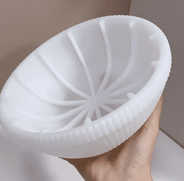 Large Striped Silicone Mould In Hand Silicone Mould : Striped Large Bowl Silicone Mould (SBSM)