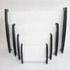 Curved L All Laser Blanks : 3mm CLEAR Acrylic Boards with Curved 6mm Black Melamine Sides (Portrait and Landscape)