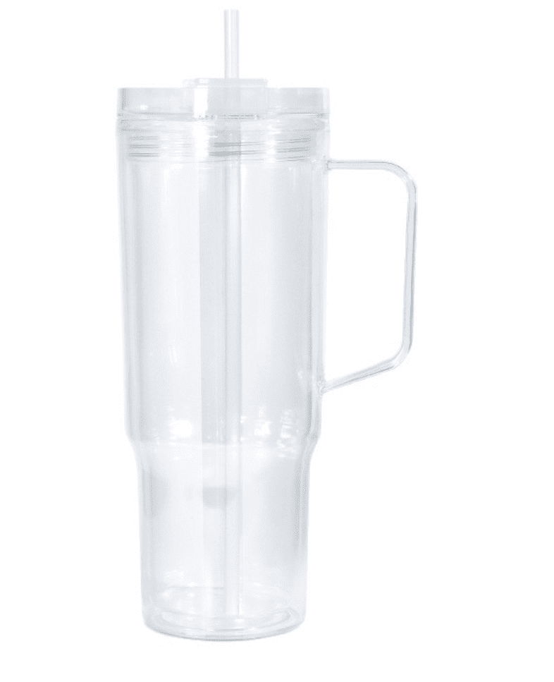 40ozSnowglobe5 Snow Globe Tumblers : 40oz (1182,94mls) Plastic Stanley Dupe Styled Snow Globe Tumbler (with predrilled hole & plug)