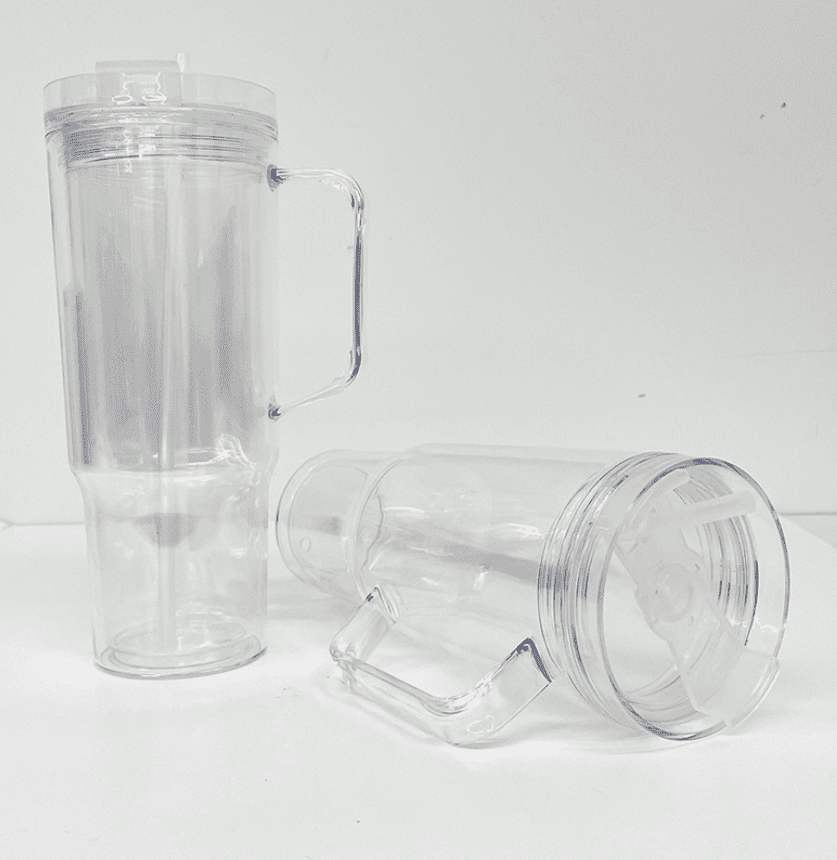 40ozSnowglobe6 Snow Globe Tumblers : 40oz (1182,94mls) Plastic Stanley Dupe Styled Snow Globe Tumbler (with predrilled hole & plug)