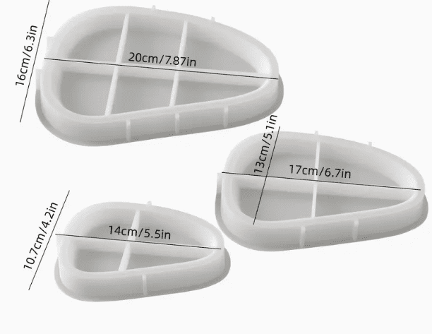 Silicone Mould : 3 Piece Curved Triangle Silicone Tray Mould Set (CurTri)