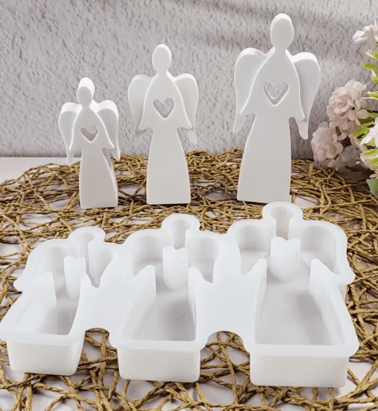 Angel 3D_3Piece Silicone Mould : Heart Angel Trio Silicone Mould (HrtTrioAng)