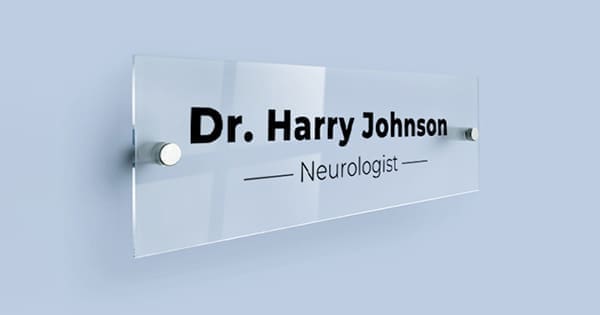 Clear-Acrylic-Signs 3D UV Print : Direct Print Name Plate (27 by 10.7cm)