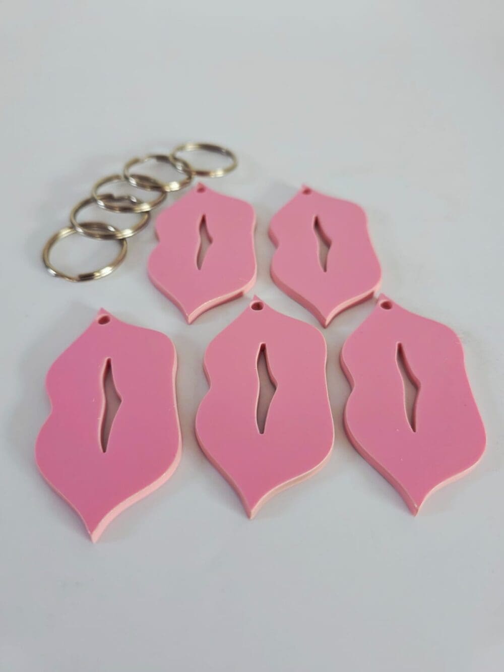 Lips3 Laser Acrylic Shapes : Pastel Acrylic Range : Lip Shape Keychain, Disc + Keyring (Set of 5)