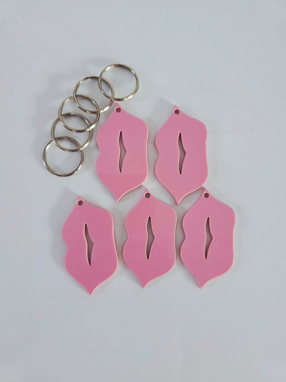 Lips4 Laser Acrylic Shapes : Pastel Acrylic Range : Lip Shape Keychain, Disc + Keyring (Set of 5)