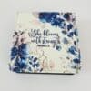 Stregnth SquareMemo Personalised Gifting : Square PU Leather Memo Pad with theme floral print with "She Blooms with Strength Proverbs 31:25"