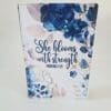 StregnthNotebookA54 Personalised Gifting : A5 PU Leather Note book with theme floral print with "She Blooms with Strength Proverbs 31:25"