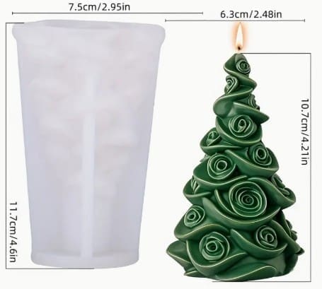 3D Christmas Tree with Roses (3DRT) - 2 Silicone Mould : 3D Christmas Tree with Roses (3DRose)