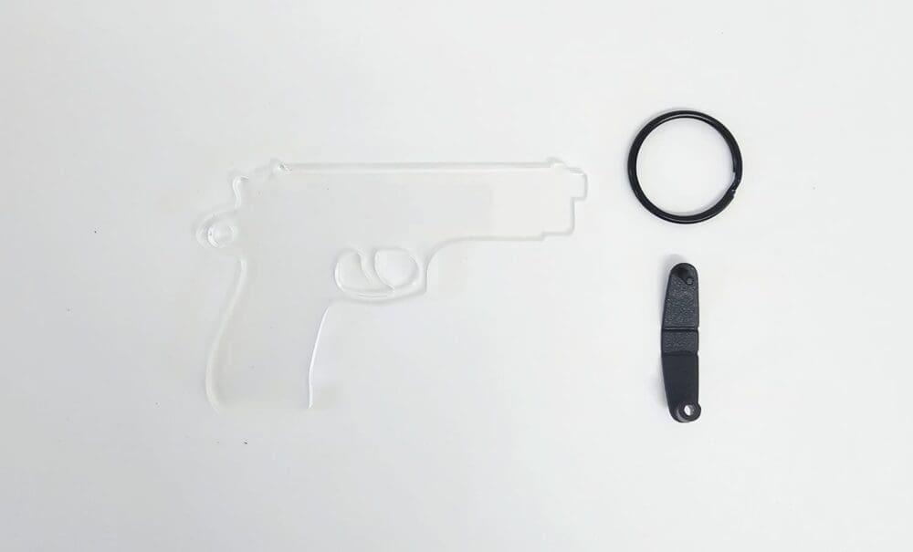 Clear Gun Keychain 1 Laser Acrylic Shapes : CLEAR Acrylic GUN Shapes (3 & 5mm)