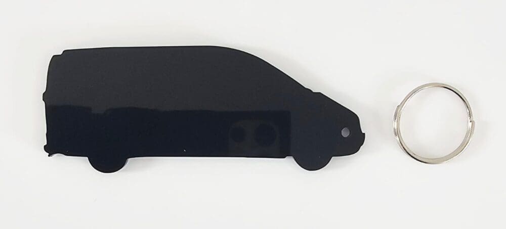 Black Acrylic Van Keychain Laser Acrylic Shapes : BLACK or WHITE Van Keychain with split keyring