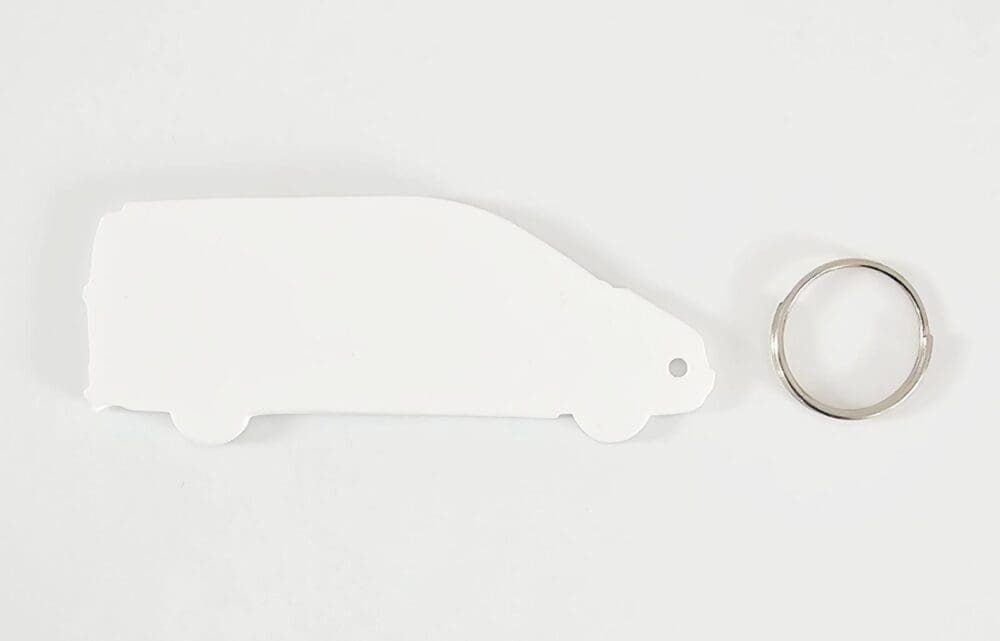 Subli Lux Van Keychain Laser Acrylic Shapes : BLACK or WHITE Van Keychain with split keyring