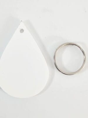 Raindrop Subli Lux Laser Sublimation Blanks : 2mm White Subli-Lux Raindrop Keychain