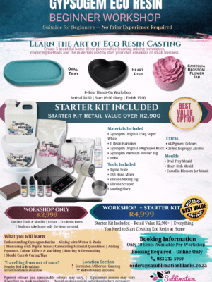 SA Sublimation Blanks Training Studio : Gypsogem Eco Resin Beginners Workshop (Alberton/Germiston Gauteng)