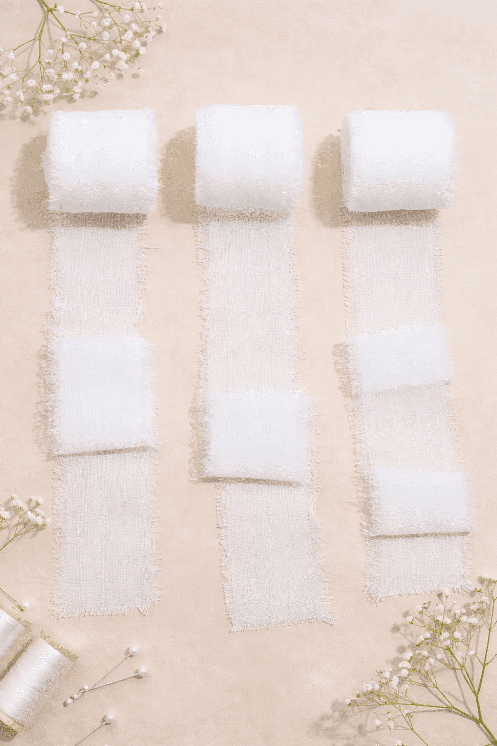 3 Piece Ribbon Chiffon Set Arts & Crafts : 3 Roll White Chiffon Ribbon Set (CRSW)