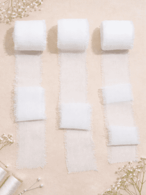 3 Piece Ribbon Chiffon Set Arts & Crafts : 3 Roll White Chiffon Ribbon Set (CRSW)