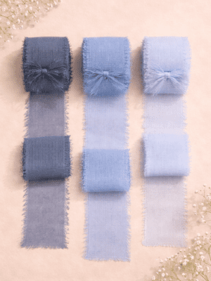 Arts & Crafts : 3 Roll Blue Chiffon Ribbon Set (CRSB)