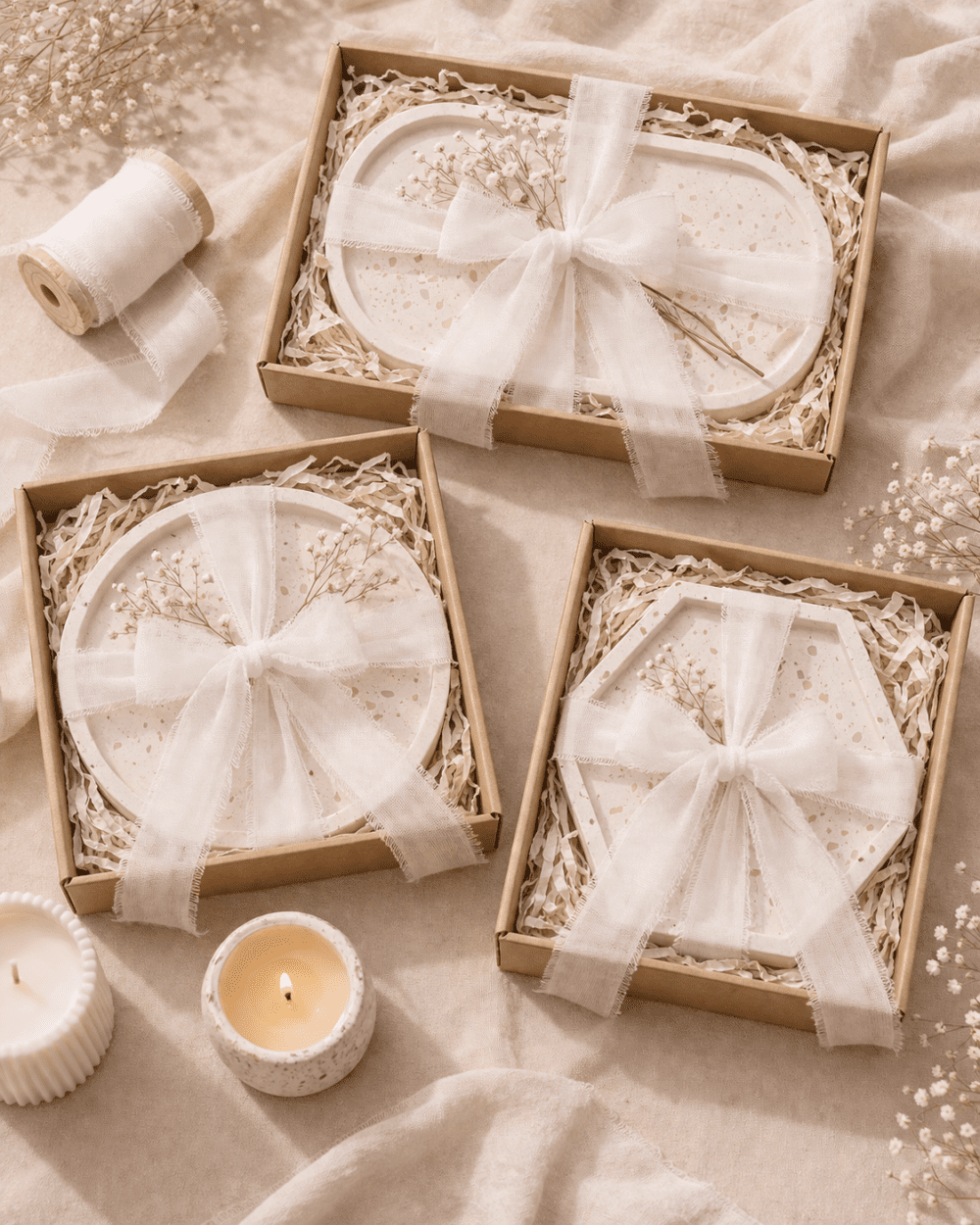 3 Piece Ribbon Chiffon Set D_2 Arts & Crafts : 3 Roll White Chiffon Ribbon Set (CRSW)