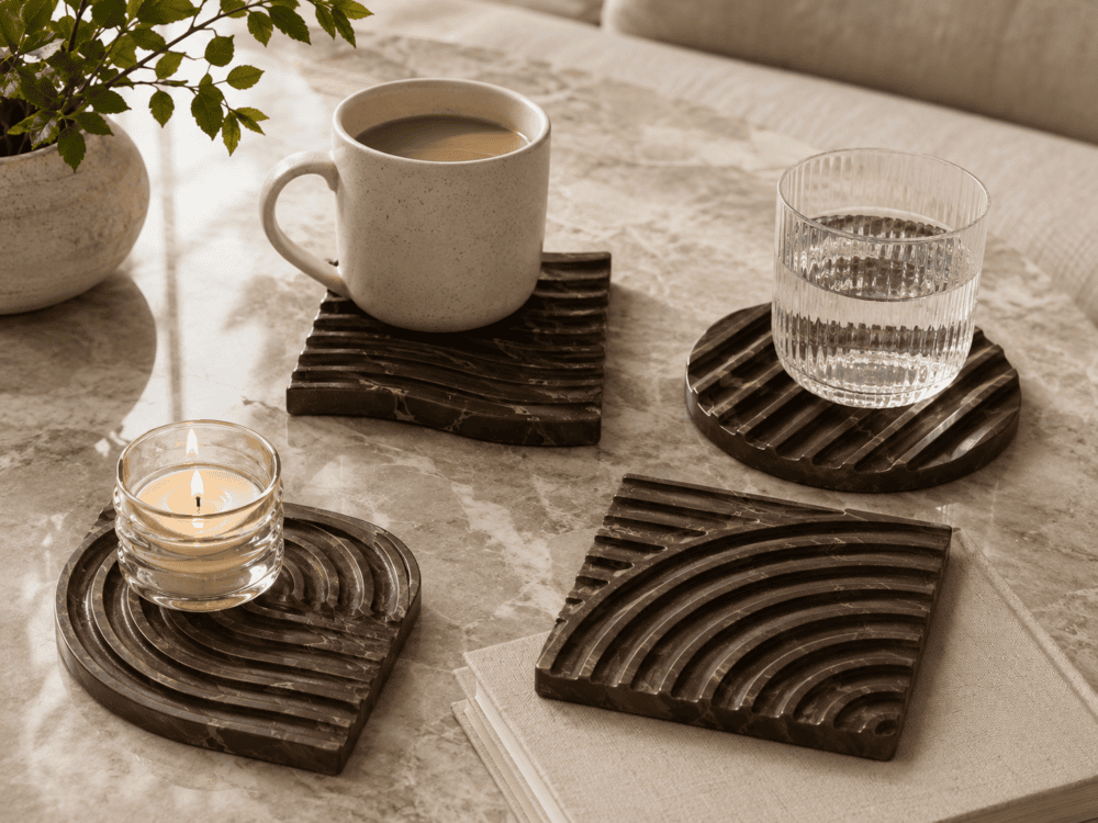 4PieceRetroCoasterSet_4Retro3 Silicone Mould : 4-Piece Geometric Coaster & Mini Tray Silicone Mould Set (4Retro)