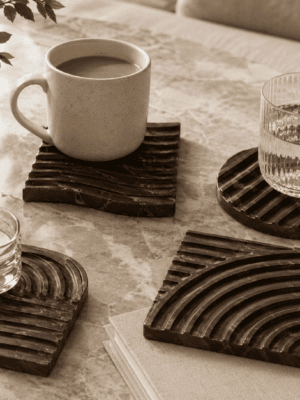 Silicone Mould : 4-Piece Geometric Coaster & Mini Tray Silicone Mould Set (4Retro)