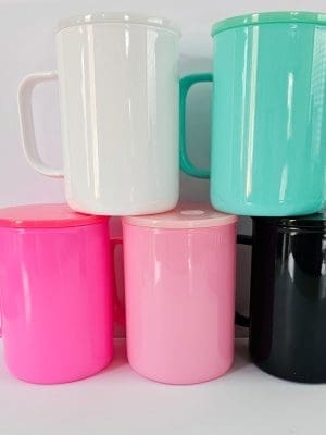Sublimation Blanks : 17oz Glass Mug With Handle & Plastic Lid