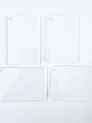 Laser Sublimation Blanks : 3 or 4mm RECTANGLE, 7.3 by 5cm Portrait or Landscape Subli-Acrylic, Disc + with split keyring & clip