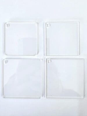 Laser Sublimation Blanks : 3 or 4mm SQUARE Portrait or Landscape Subli-Acrylic, Disc + with split keyring & clip (5 or 6cm)