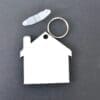 MDF House Keychain2 Laser Sublimation Blanks : Glossy MDF 3mm Single or Double Sided Sublimation House Keychain with split keyring & clip (S, M, L)