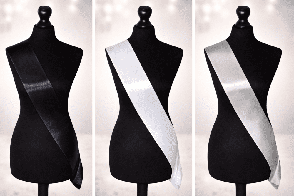Sublimation Blanks : Blank Party Sash For Sublimation (Black, White & Silver) [TTX]