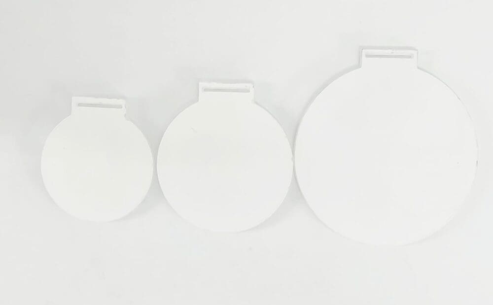 Subli Lux Medals Laser Sublimation Blanks : 2mm White Subli-Lux Medals with Sublimation Ribbon (S, M, L)